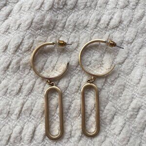 Gold-Tone Hoop Earrings With Oval Dangles